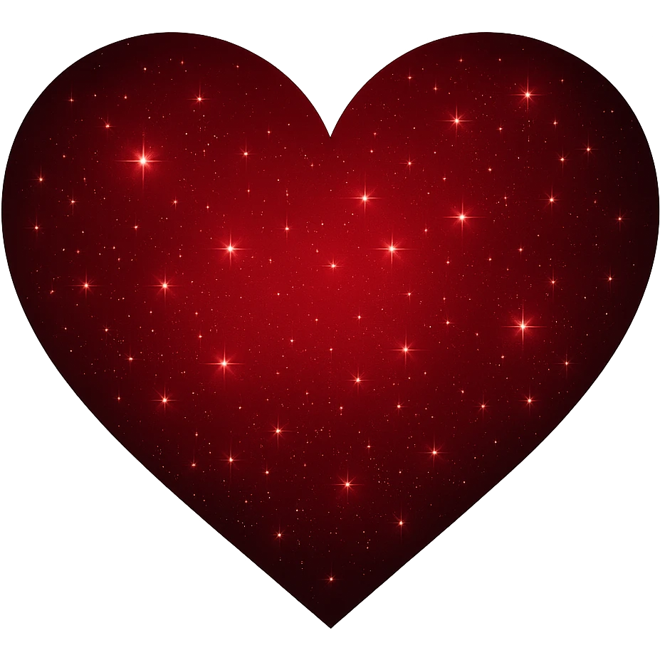 Modify the heart with a night sky gradient to red night theme with a red gradient, more stars, and a soft glow. Remove the background entirely  emoji