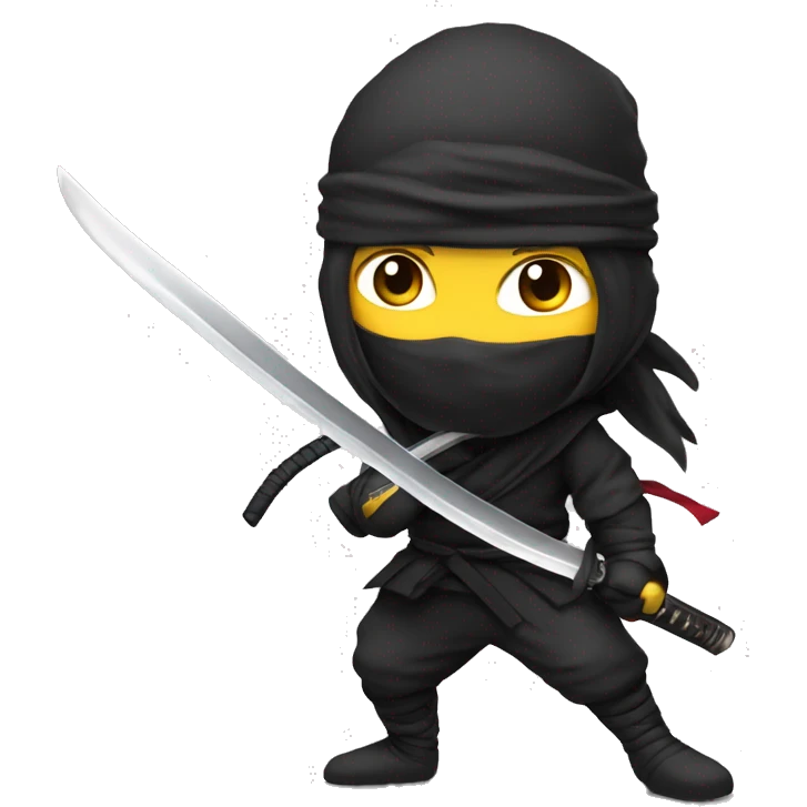 Ninja con una espada blanco realista emoji
