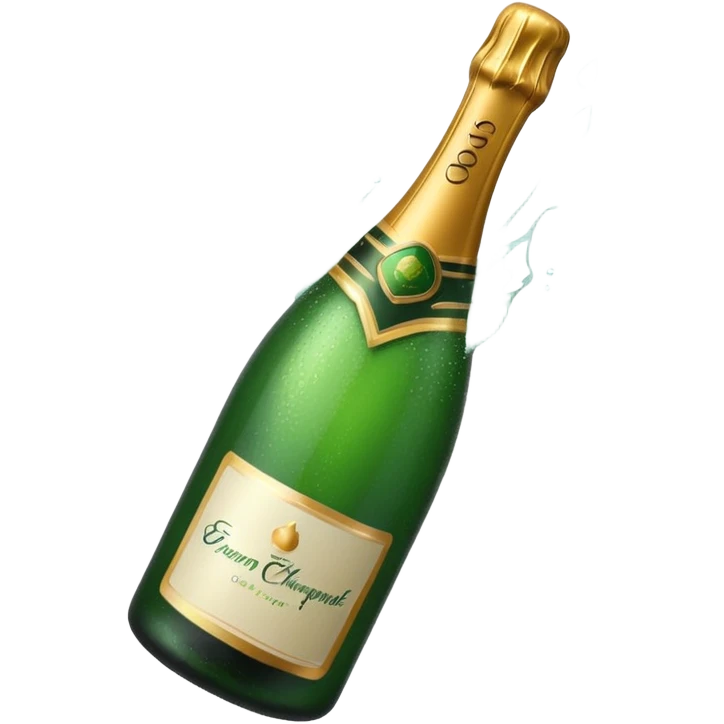 green champagne bottle with white middle and top emoji