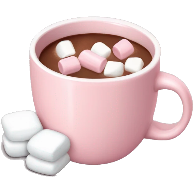 Light Pink mug of hot chocolate with marshmallows  emoji
