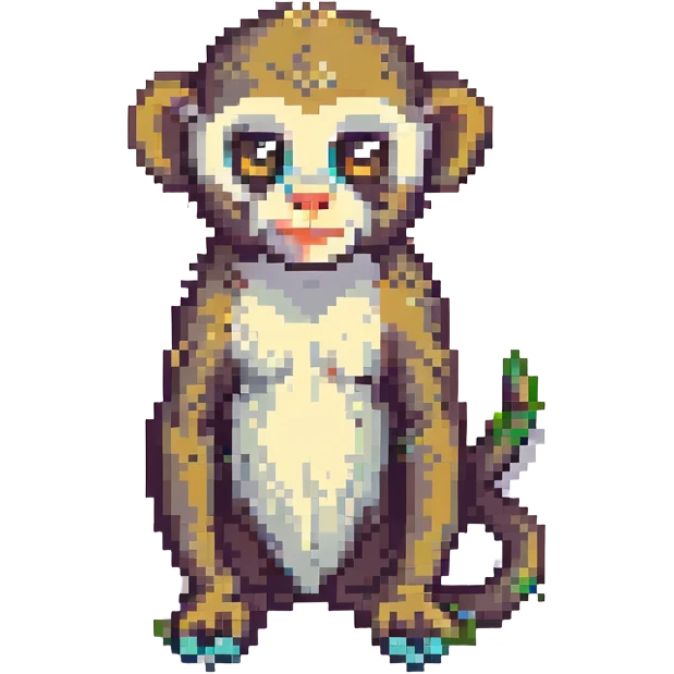 a vervet monkey in pixel art style, simple and colorful emoji