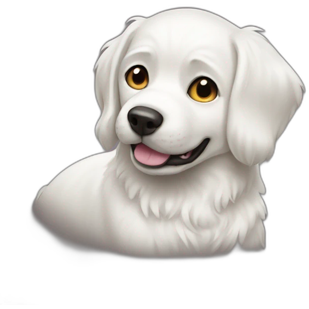 white dog with emoji B emoji