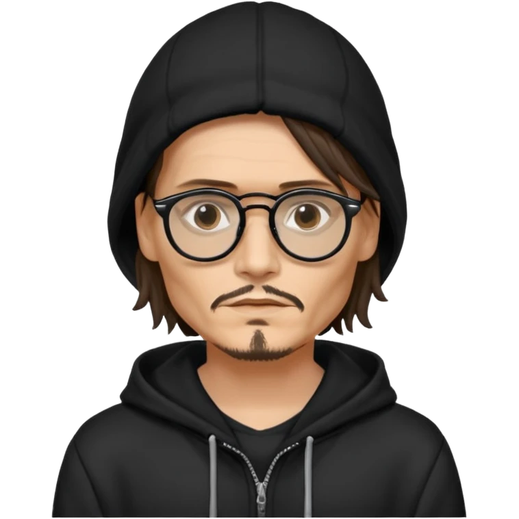 glassed johnyy depp with black hoodie emoji