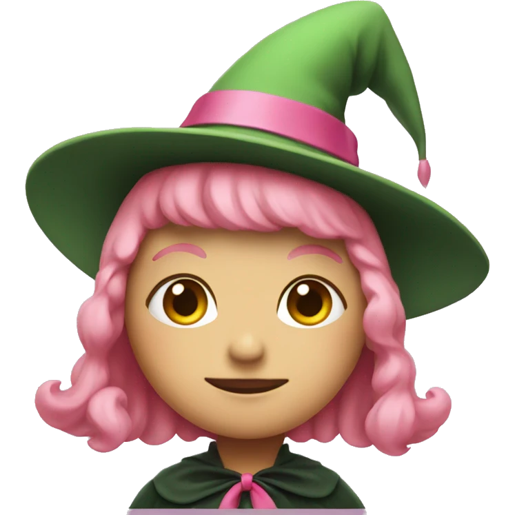green witch with a pink bow emoji