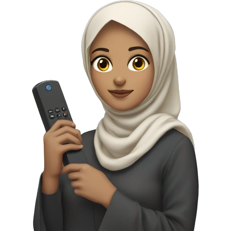 Hijabi girl holding  anki remote in on emoji