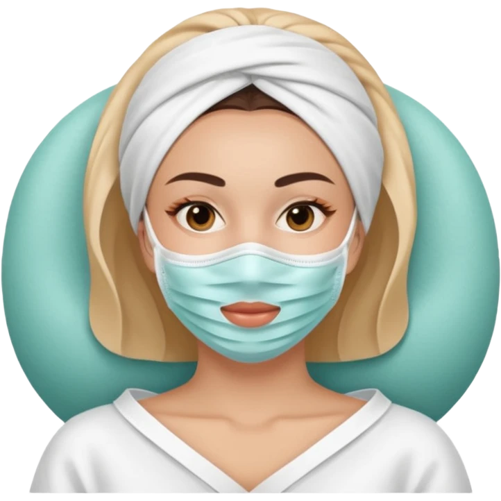 Lady with face mask spa beauty full face relaxing emoji