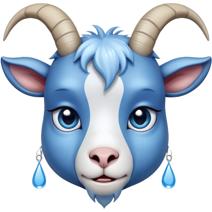 Very sad-crying-beautiful-small blue goat emoji