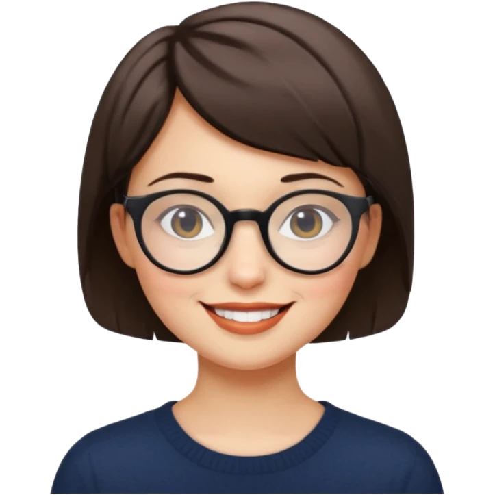 female short hair and round glasses emoji