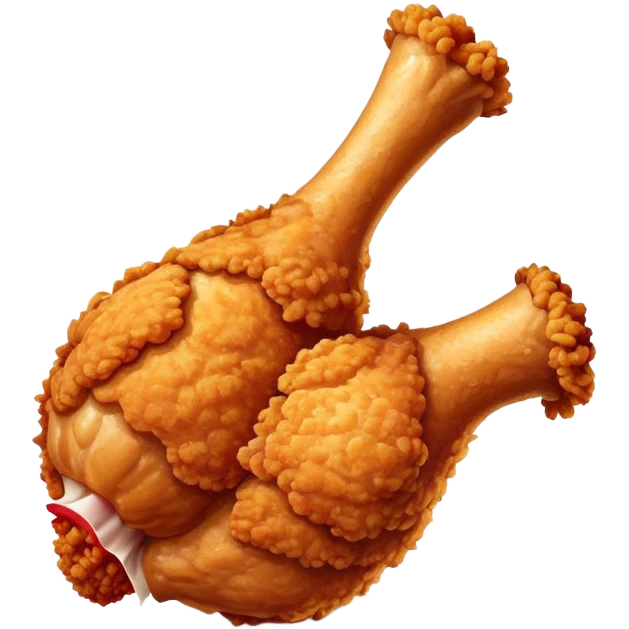 KFC style crispy fried chicken leg with golden brown breading and signature spices emoji