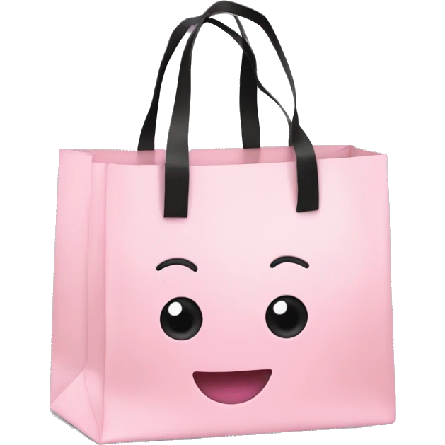 light pink shopping bag with black bow emoji