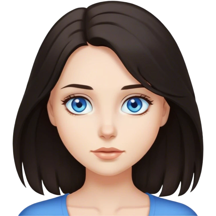 Dark Brunette with blue eyes and shoulder lenght hair emoji