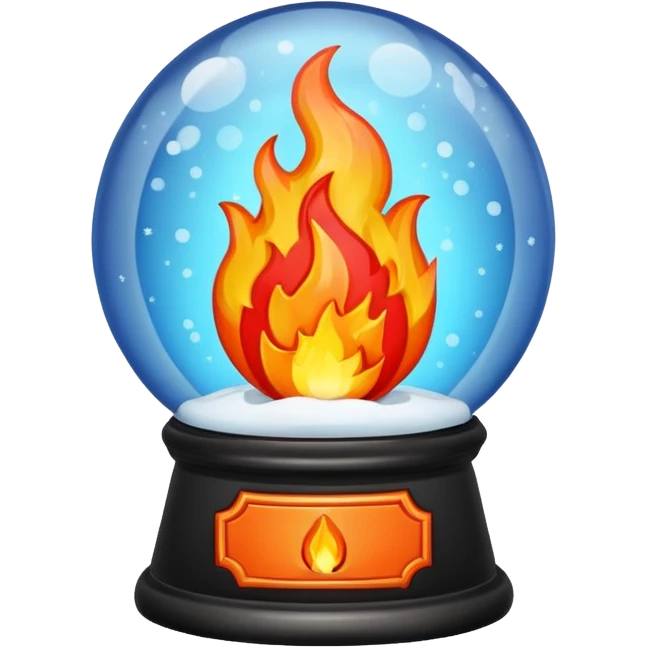 Can you make a snow globe emoji with a flame in it, gothic style, I want it to say pyromaniacs as a plaque  emoji