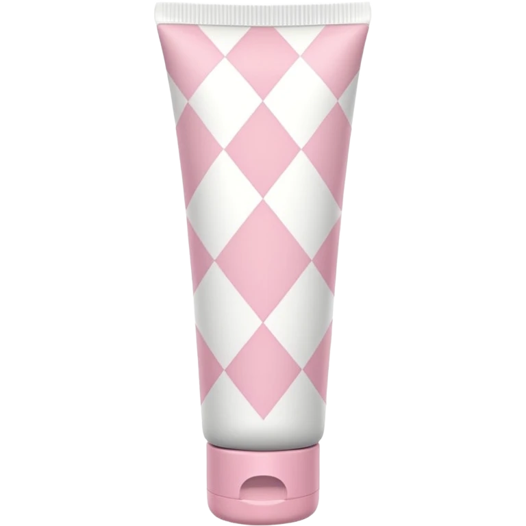 Light pink and white argyle printed lotion tube with pink cap emoji