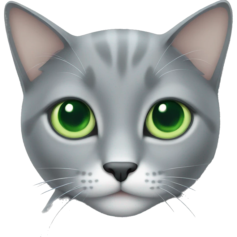 Grey cat with green eyes emoji