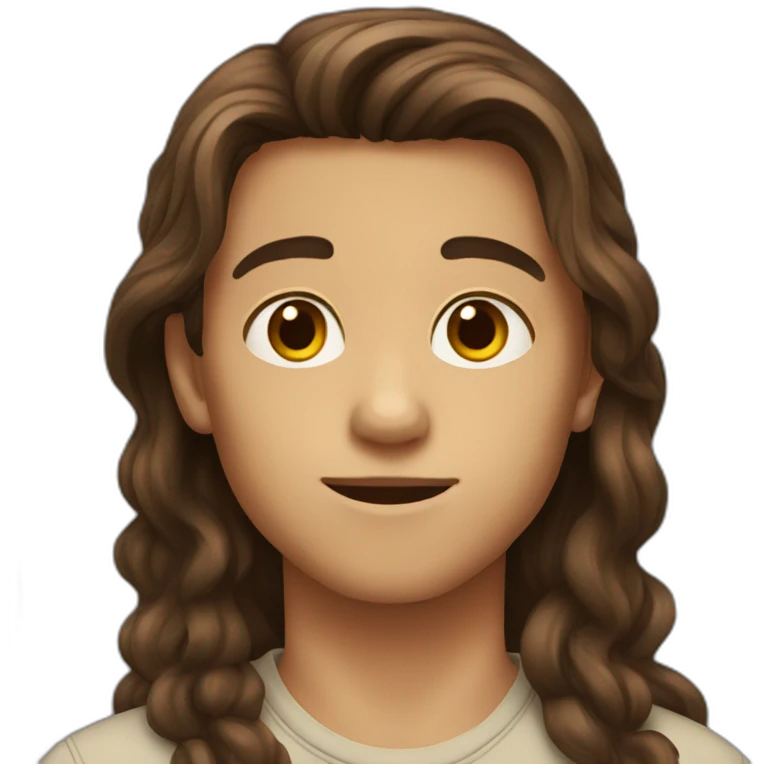 boy with long brown hair and brown eyes emoji