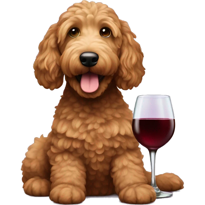 toasting wine brown golden doodle emoji