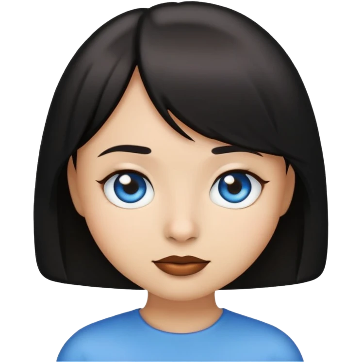 create a emoji with a girl with a short black bob and blue eyes and small nose and brown lips emoji