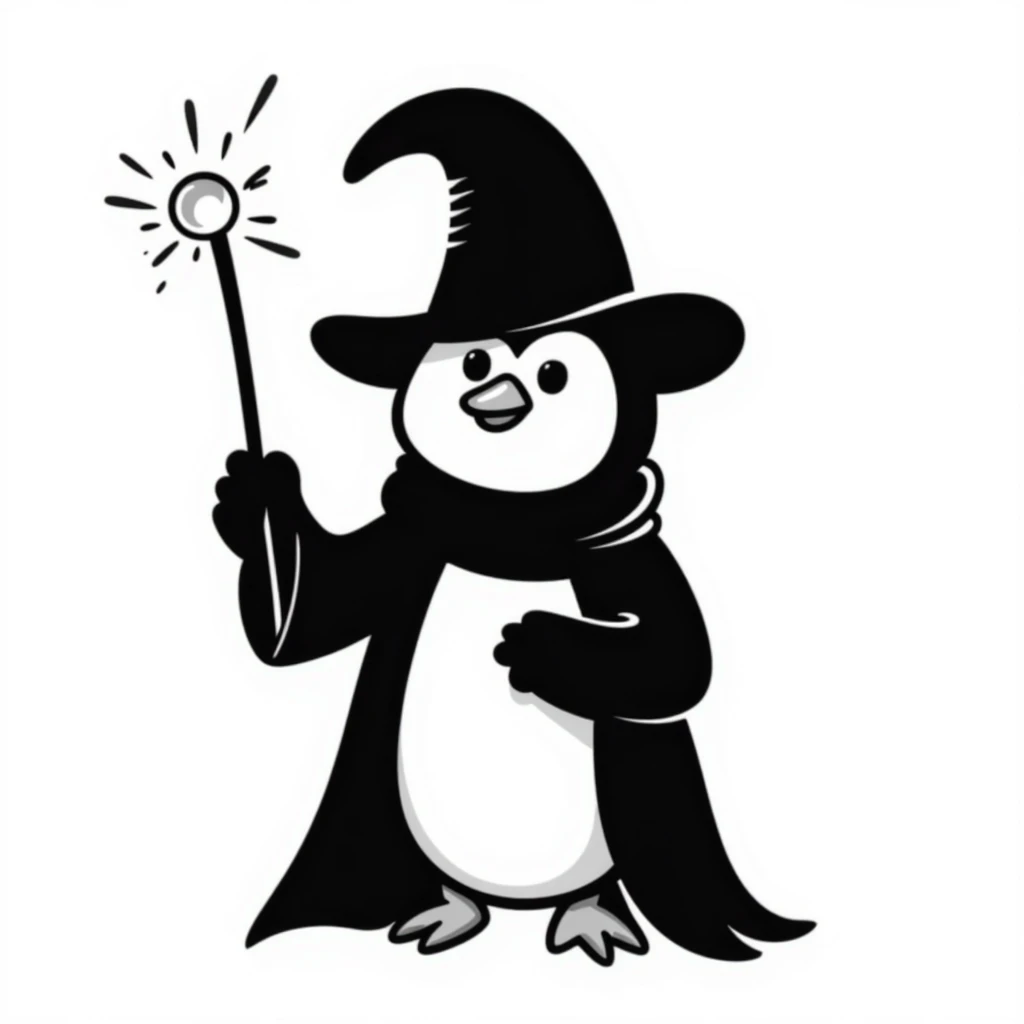 A penguin wizard emoji