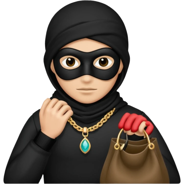 Thief with black mask and stolen jewelry bag emoji
