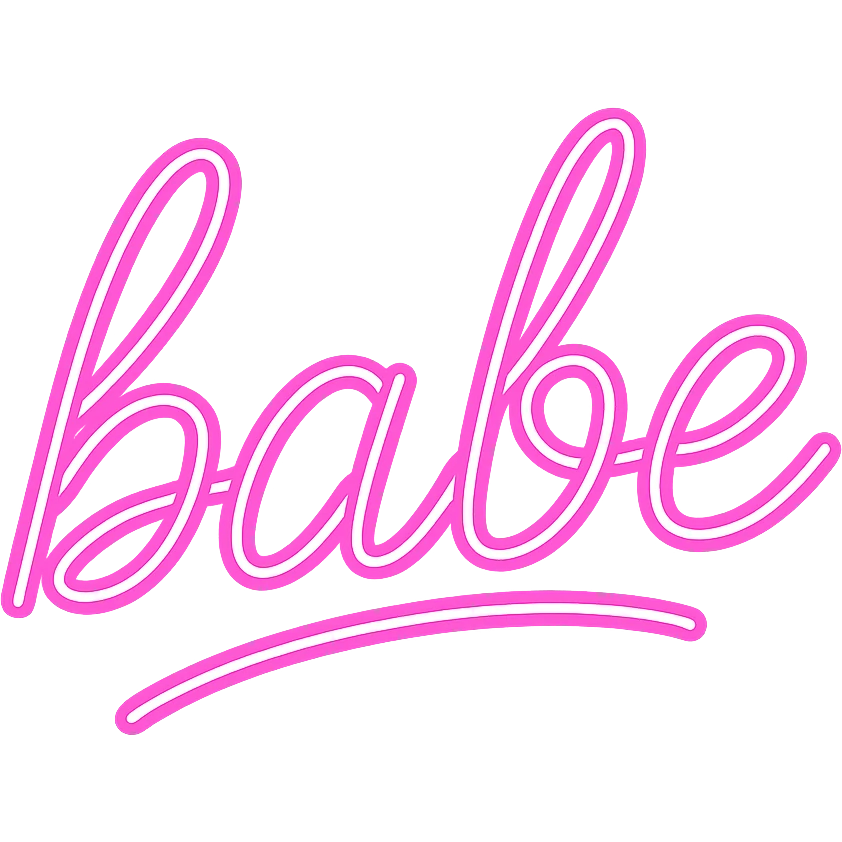 the word 'babe' in neon pink style, glowing neon effect, no background emoji
