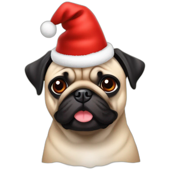 a pug with a red New Year's hat emoji