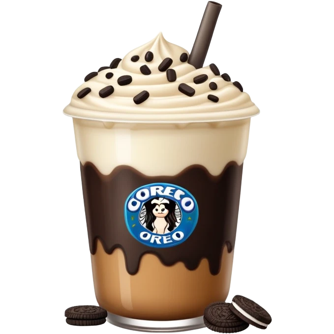 Oreo and boba with brown sugar drizzle beverage emoji