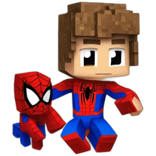 Spiderman playing Minecraft emoji
