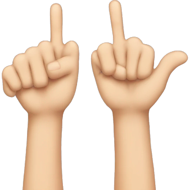 an uwu face with fingers pointing to each other emoji