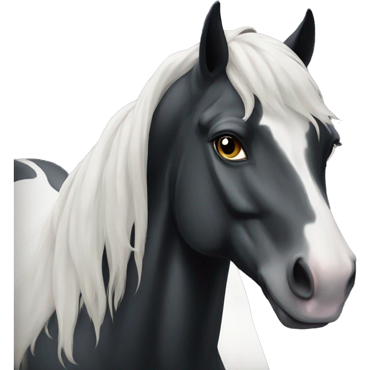 black horse with long wite blaze emoji