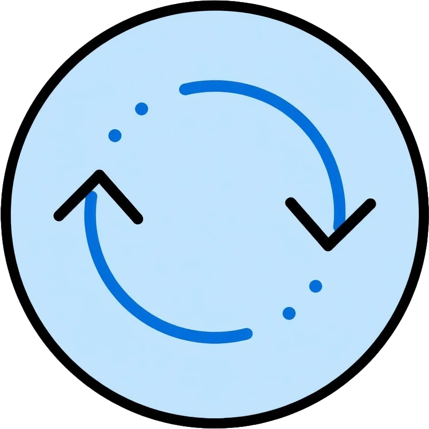 iOS style refresh icon with two anticlockwise circular arrows, clean minimal design, light blue color, rounded edges emoji