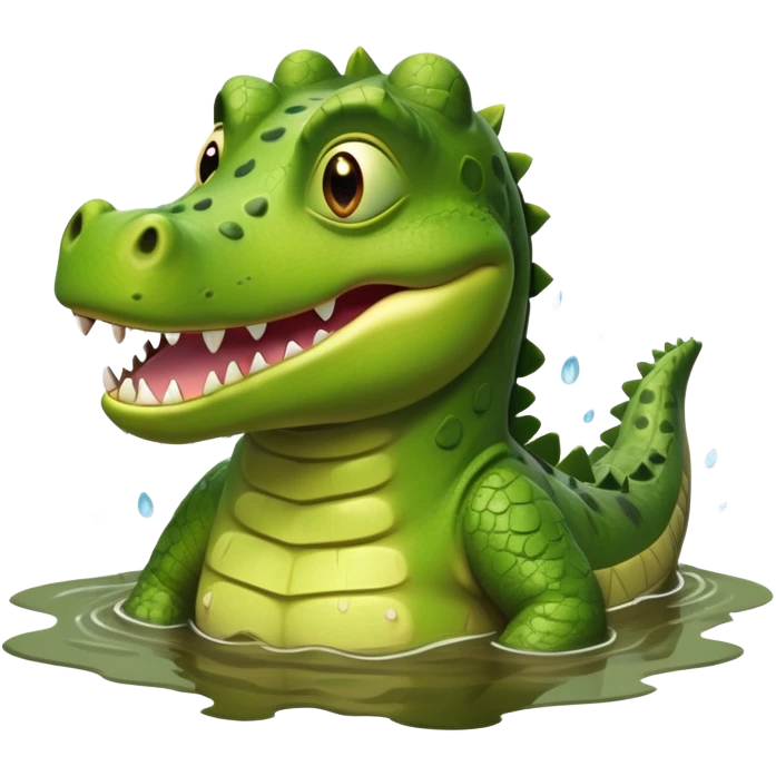 A green Shrek-crocodile hybrid swimming breaststroke in a puddle emoji