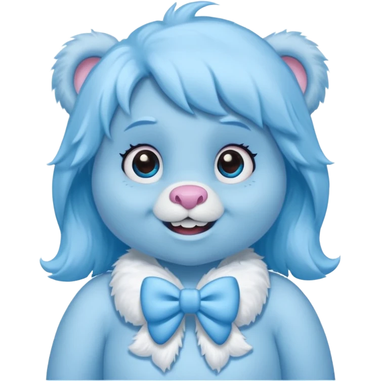 blue girl care bear yeti with bow emoji