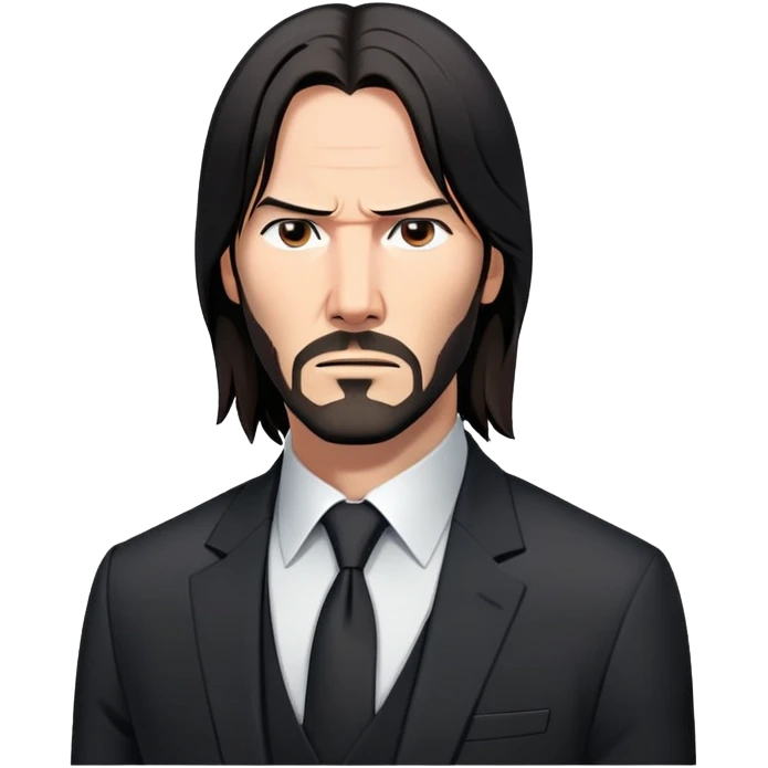John Wick character with black suit, long dark hair, and serious expression emoji