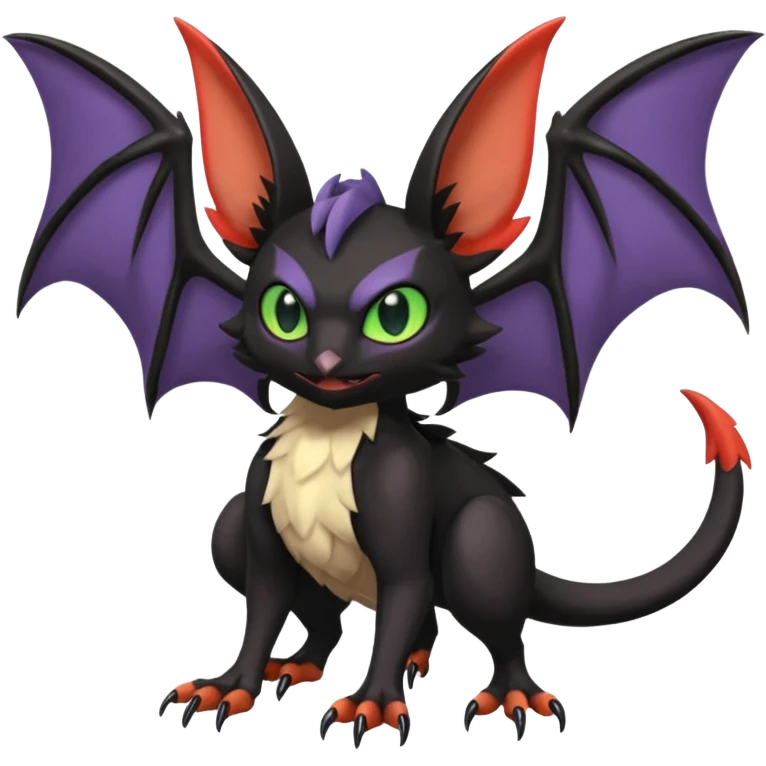  Noibat-Noivern-Trico-Nargacuga-Litten-Hybrid with huge bat wings for ears emoji