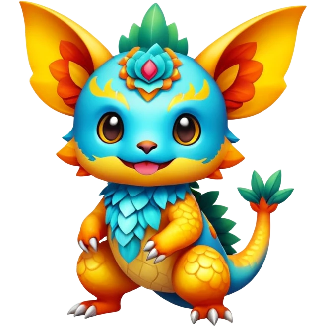 Exotic colorful chibi Fakémon-creature emoji