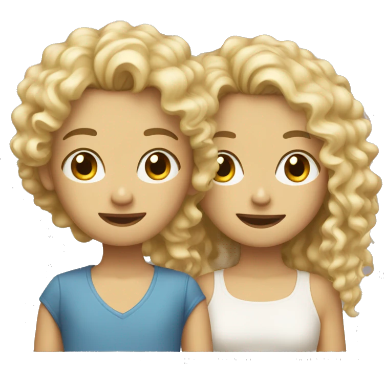 blonde curly girl and her friend brunette boy emoji