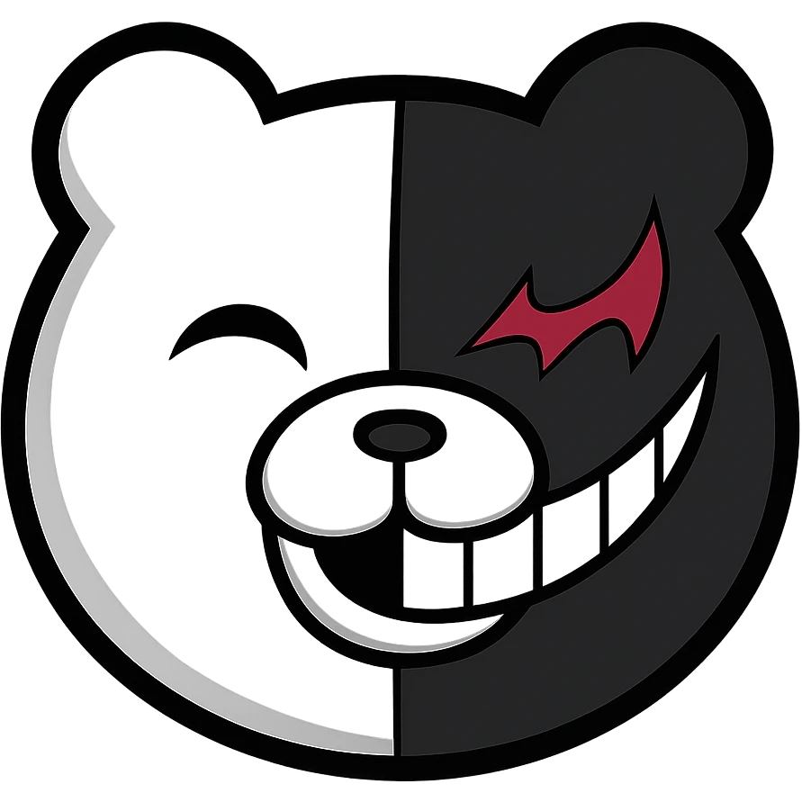 Danganronpa style emoji of the evil Monokuma emoji