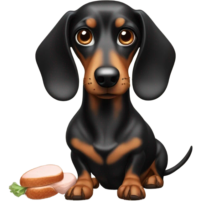 sausage dog eating chicken  emoji