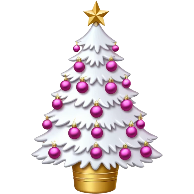WHITE CHRISTMAS TREE WITH PINK BOWS AND GOLD TINSEL emoji