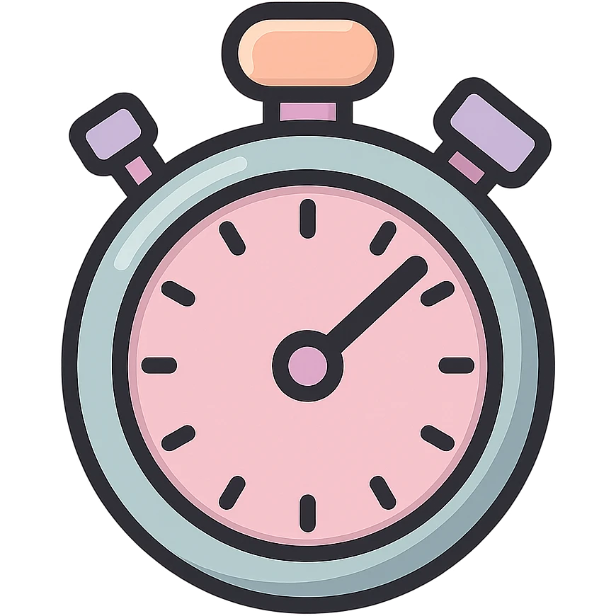 sports stopwatch, icon-color-outlined style, vector look with shadows and highlights, side view, detailed shading, thin clean outlines, soft rounded features, pastel palette #98B5BC #B5B3C1 #C9A3C9 #E4C0CA #F7DCD1 #F7C0AA, Japanese pop art, sticker look, highly detailed emoji