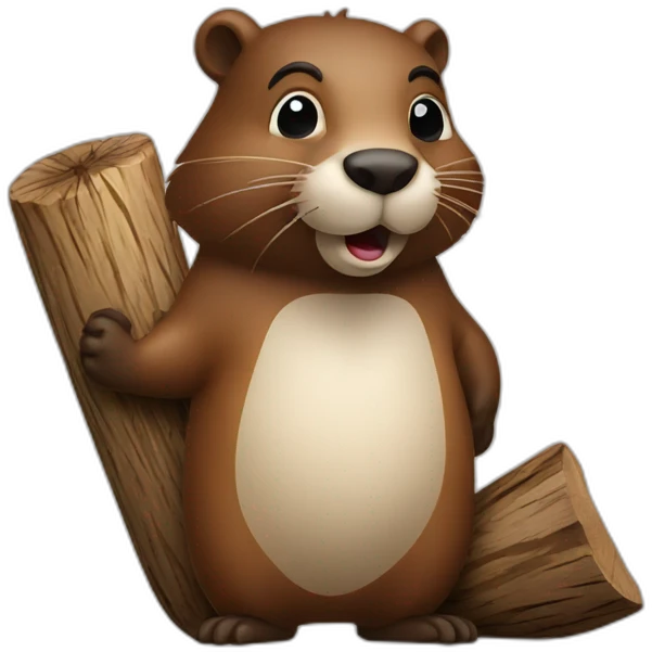 beaver standing with wood emoji