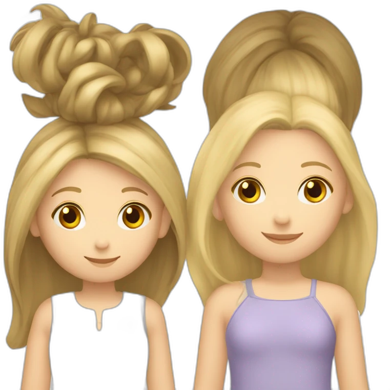 deux filles une fille blonde et fille asiatique chatain emoji