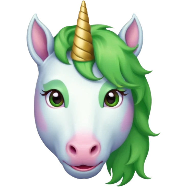 unicorn face cute and green haired and bearded wearing hat emoji