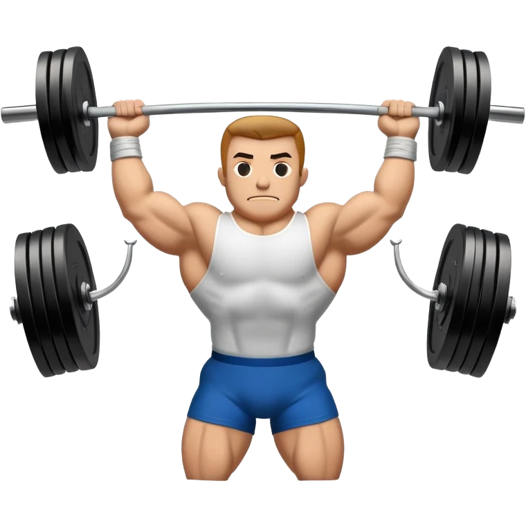 An emblem symbolizing powerlifting, featuring a bold barbell at the center, with strong, muscular arms lifting the barbell. The design is dynamic and powerful, using sharp lines and bold text. The background is minimal, ensuring the focus stays on the emblem. emoji