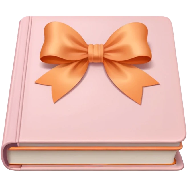 pastel light pink book emoji with a light orange bow on top emoji