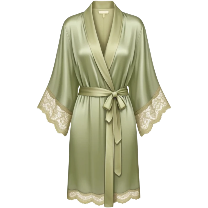 Pale olive silk lace robe emoji
