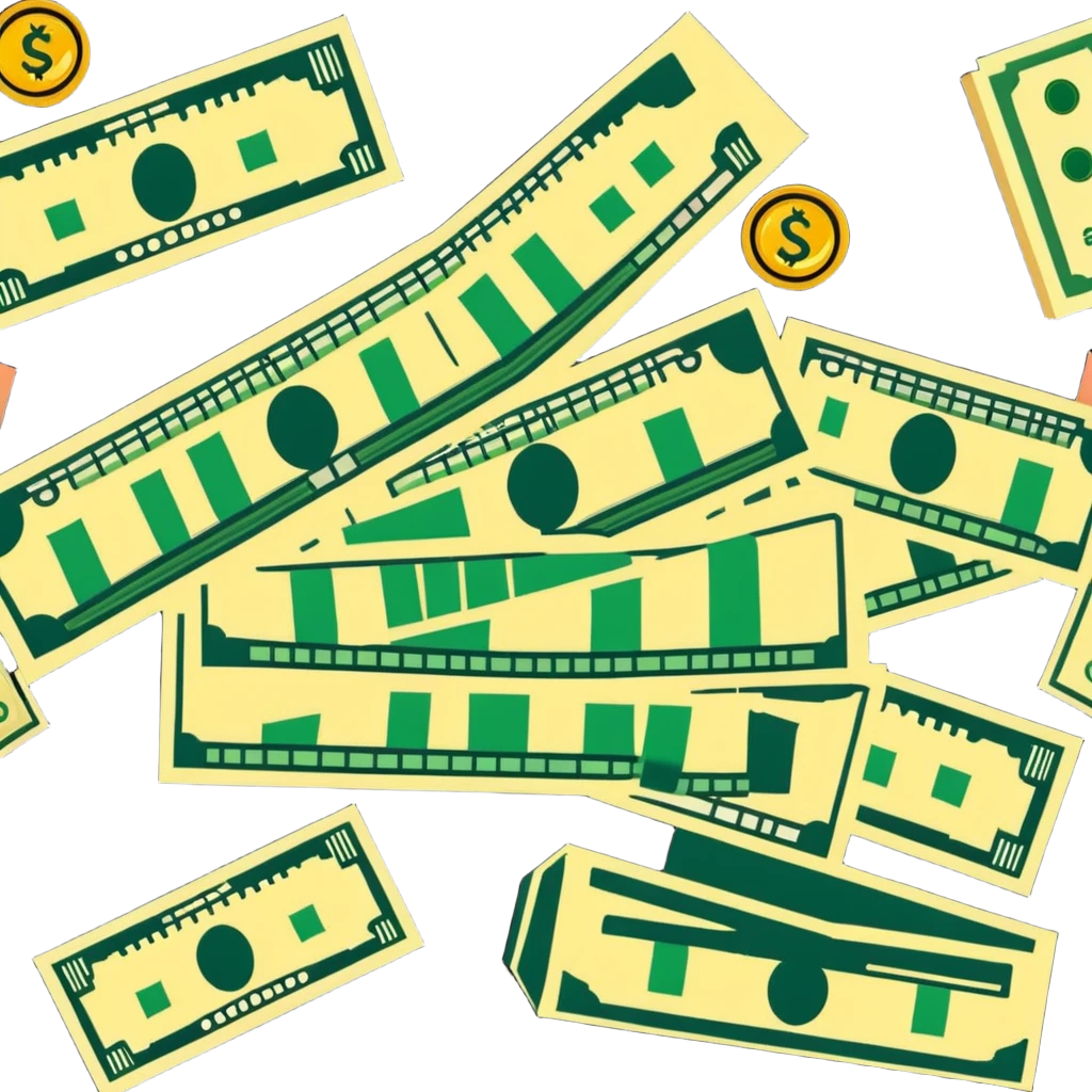 gold scale with dollar bills on one side and beauty products on the other side emoji