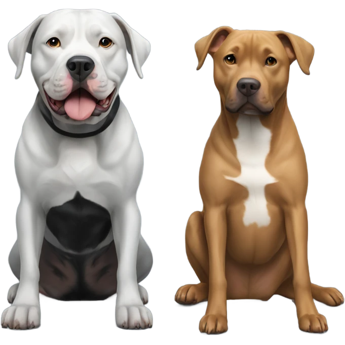 Grey pitbull next to black retriever dog emoji