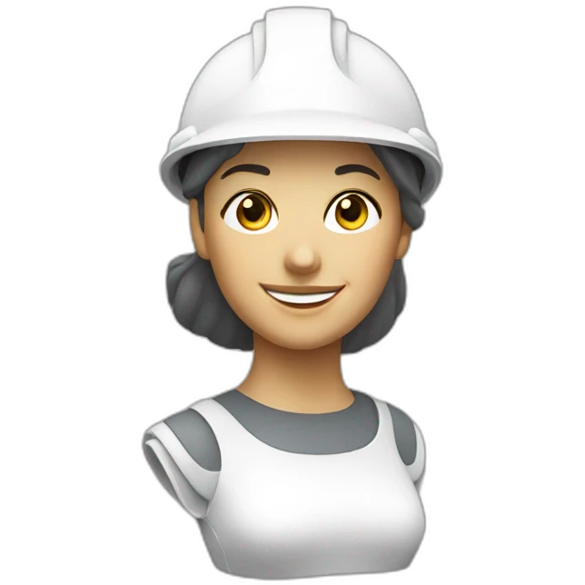 bust of woman enginear with white helmet smiling emoji