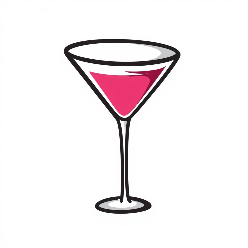 cosmopolitan cocktail in a martini glass, hand-drawn doodle style emoji